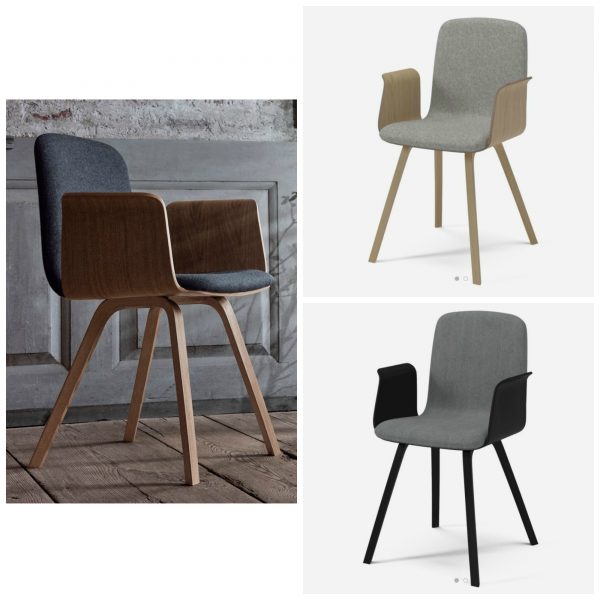 kėdė Palm dining chair with armrest and upholstered seat